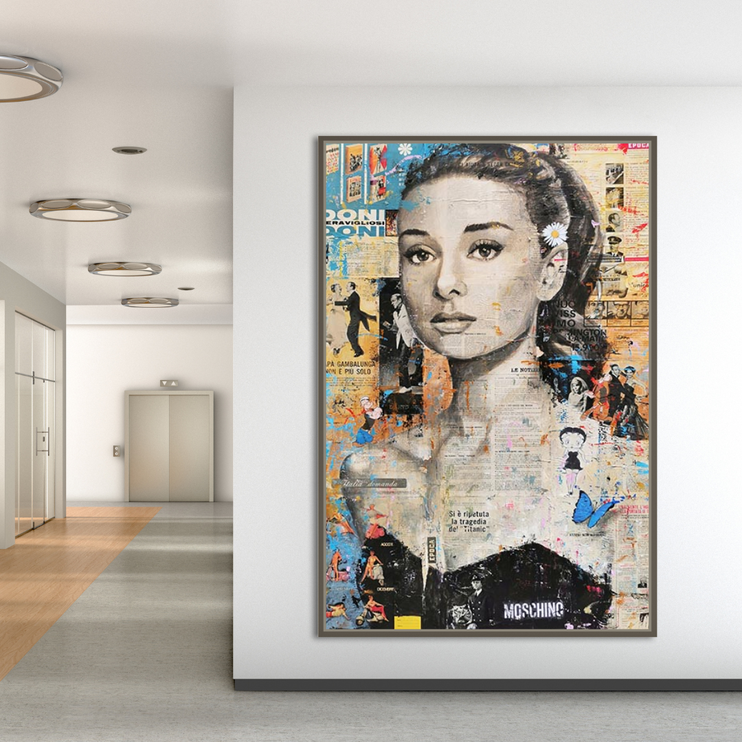 Hepburn Werten Ihren Leinwand-Wandkunst: GraffitiWallArt Raum auf Audrey Sie –