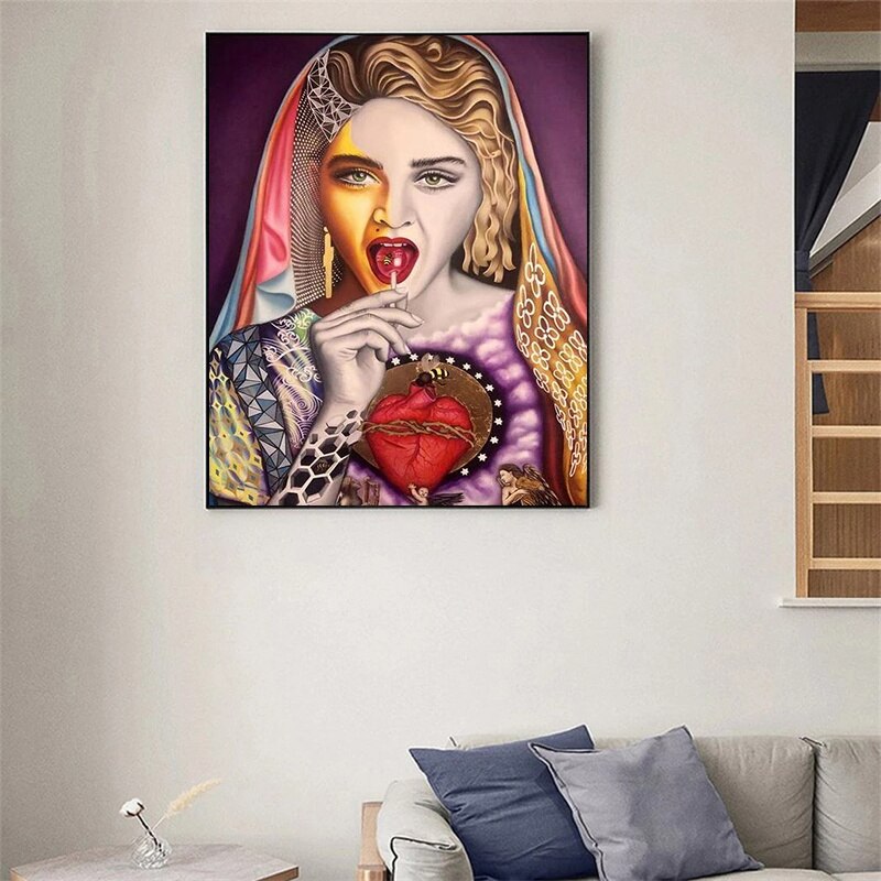 Kunstdruck auf Leinwand, Sängerin Madonna – GraffitiWallArt