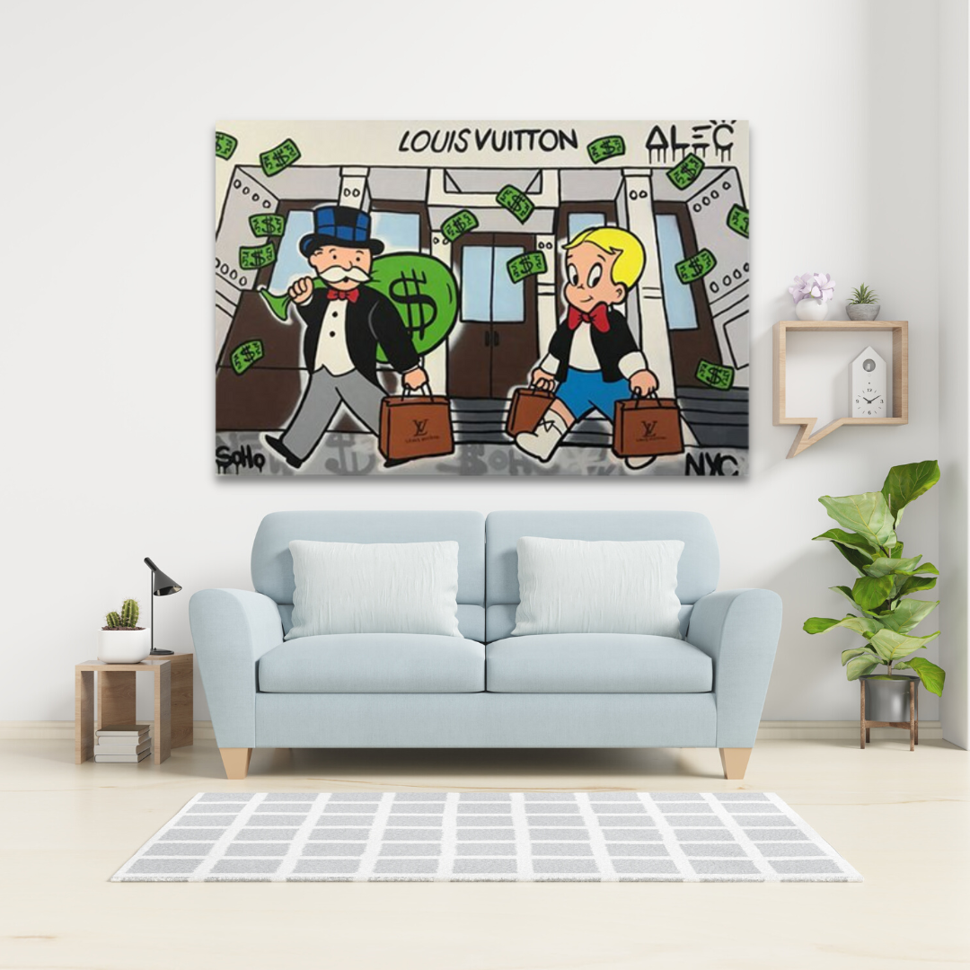 Alec Monopoly Millionaire and Richie at Bank Canvas Wall Art –  GraffitiWallArt
