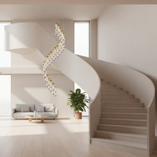 Grand Twirl Staircase Chandelier – Luxury Spiral Pendant Light by GraffitiWallArt