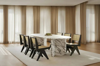 Luxury white polished marble dining table set – GraffitiWallArts.com