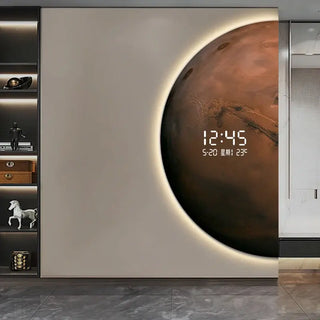 3D Moon Sci-Fi LED Wall Clock – Digital Universe Light Decor - GraffitiWallArts.com