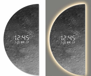 3D Moon Sci-Fi LED Wall Clock – Digital Universe Light Decor - GraffitiWallArts.com