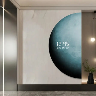 3D Moon Sci-Fi LED Wall Clock – Digital Universe Light Decor - GraffitiWallArts.com