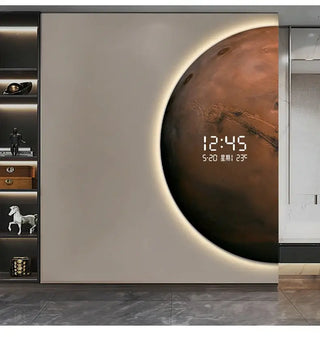 3D Moon Sci-Fi LED Wall Clock – Digital Universe Light Decor - GraffitiWallArts.com