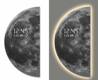 3D Moon Sci-Fi LED Wall Clock – Digital Universe Light Decor - GraffitiWallArts.com
