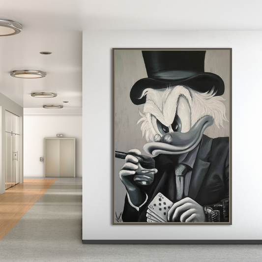 Uncle Scrooge McDuck Black & White Millionaires Canvas Wall Art