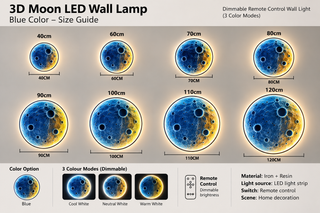3D Moon LED Wall Lamp – Dimmable Remote Control Wall Light (3 Color Modes)-GraffitiWallArts