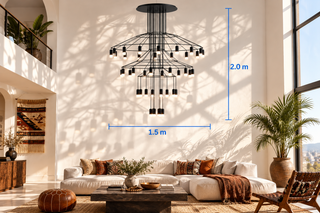 Wireflow LED Chandelier – Staircase Pendant in 6 Head Configurations