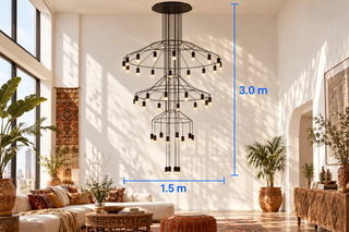 Wireflow LED Chandelier – Staircase Pendant in 6 Head Configurations