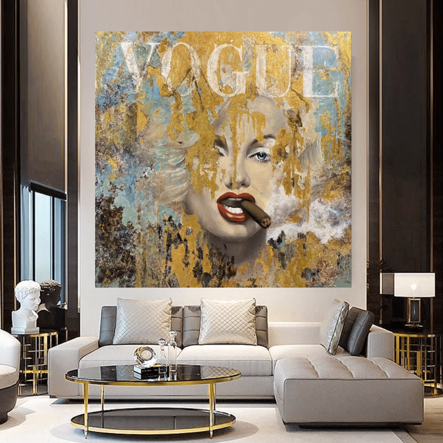 Smoking Cigar: Marilyn Vogue Canvas Wall Art