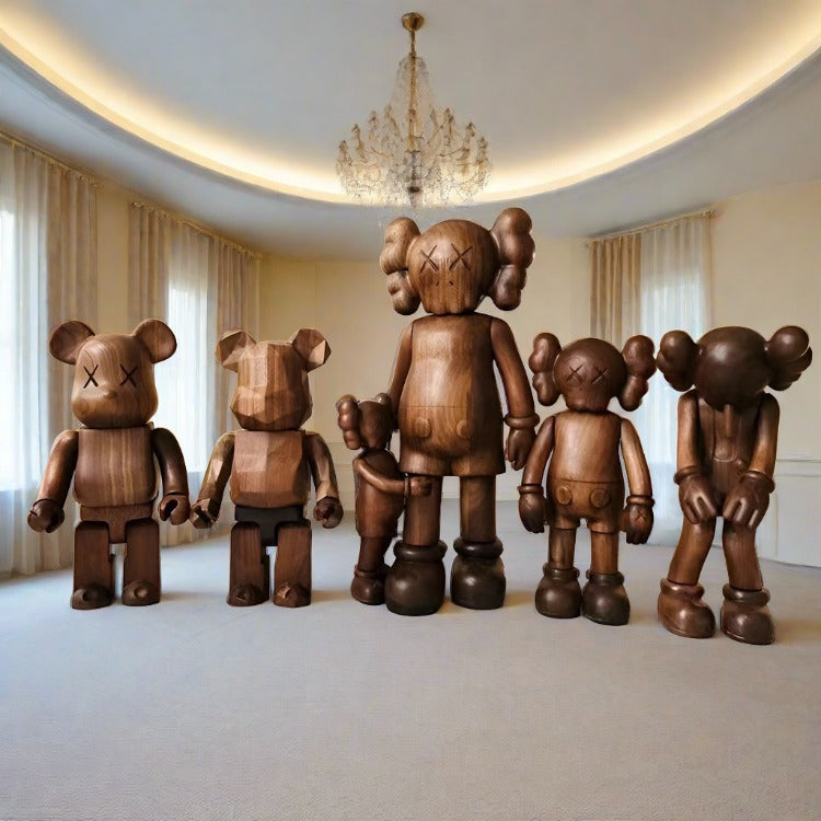 Wooden KAWS and Be@rbrick Large Statues