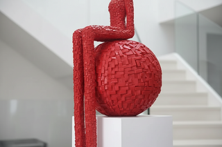 Abstract Long-Leg Figure & Sphere Floor Sculpture