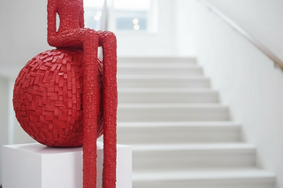 Abstract Long-Leg Figure & Sphere Floor Sculpture