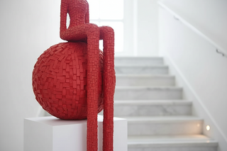 Abstract Long-Leg Figure & Sphere Floor Sculpture