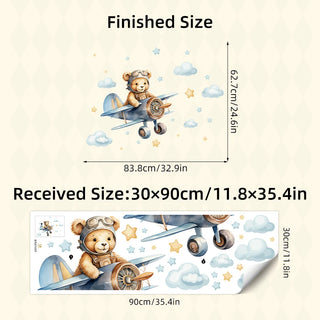 Airplane Astronaut Bear Wall Sticker for Kids
