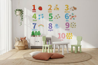 Animal Number Wall Decals for Kids