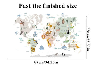 Animal World Map Wall Stickers for Kids