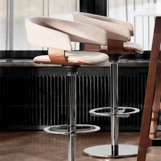 Arch Counter Chairs for Kitchen Island – Walnut Wood Frame & Leather Seat-Graffitiwallarts.com