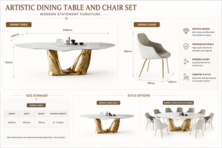 Artistic Dining Table and Chair Set – Modern Statement Furniture