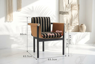 Ash Wood Dining Chair with Upholstered Cushions-GraffitiWallArts