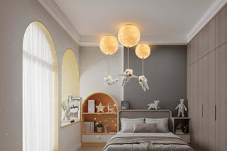 Astronaut Moon Ceiling Light for Kids Bedroom | Space Theme Lamp-Graffitiwallarts