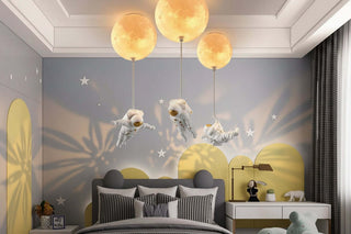 Astronaut Moon Ceiling Light for Kids Bedroom | Space Theme Lamp-Graffitiwallarts