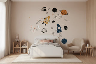 Astronaut Rocket Space Wall Stickers for Kids-GraffitiWallArts