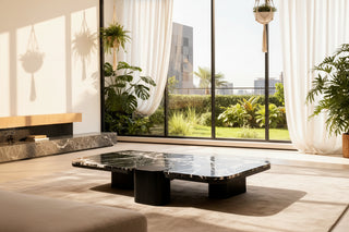 Asymmetric Split-Level Marble Coffee Table
