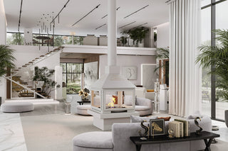Aurora Pavilion Four-Sided Freestanding Fireplace