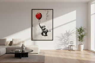 Banksy Baby Elephant Red Balloon Graffiti Street Art Canvas Wall Art Print