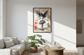 Banksy Fallen Angel with Dark Wings Graffiti Street Art Canvas Wall Art Print