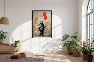 Banksy Monkey with Two Red Balloons Graffiti Street Art Canvas Wall Art Print