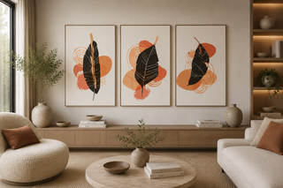 Black Leaf Terracotta Abstract Canvas Set-Graffitiwallarts.com