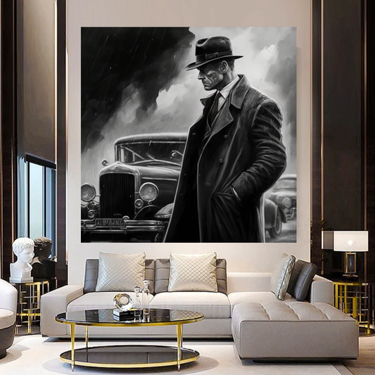 Black & White Mafia Boss Classic Canvas Wall Art