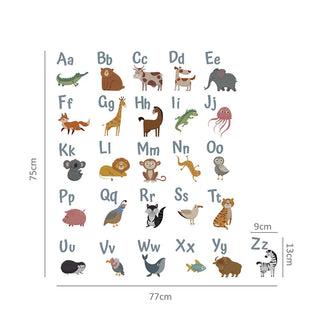 Boho Animal Alphabet Nursery Wall Decal Sticker