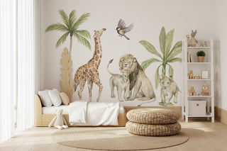 Boho Lion Giraffe Tropical Tree Wall Sticker