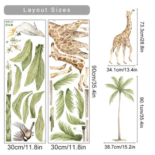Boho Lion Giraffe Tropical Tree Wall Sticker