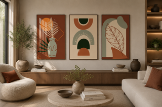 Burnt Orange Palm Abstract Canvas Wall Art-Graffitiwallarts.com