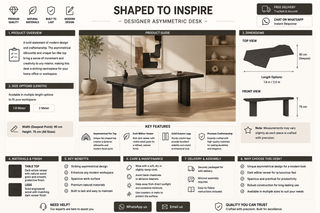 Butterfly Desk – Dark Willow Veneer & Asymmetric Slab Legs