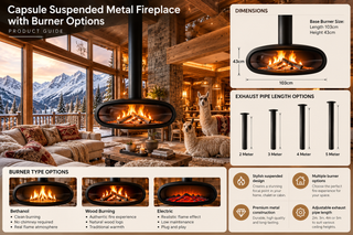 Capsule Suspended Metal Fireplace with Burner Options - GraffitiWallArts.com
