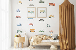 Cartoon Cars Kids Room Wall Decal Sticker Set