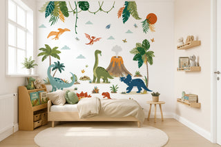Cartoon Dinosaur Volcano Wall Stickers for Kids