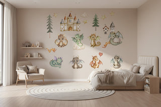 Cartoon Dinosaur Volcano Wall Stickers for Kids