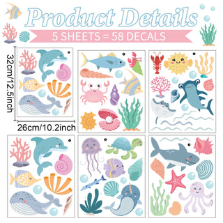 Cartoon Marine Life Wall Stickers for Kids