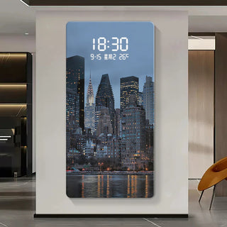 City Skyline LED Digital Wall Clock – Modern Building Scenic Display-GraffitiWallArts.com