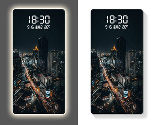 City Skyline LED Digital Wall Clock – Modern Building Scenic Display-GraffitiWallArts.com