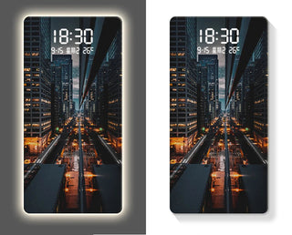City Skyline LED Digital Wall Clock – Modern Building Scenic Display-GraffitiWallArts.com