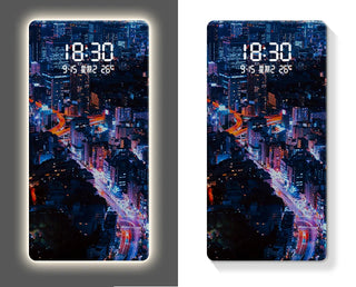 City Skyline LED Digital Wall Clock – Modern Building Scenic Display-GraffitiWallArts.com