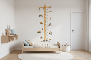 Construction Crane Kids Height Chart Wall Sticker